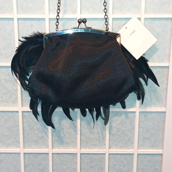 NEW! Cabrelli black feather bling purse 5513 - Picture 3 of 8